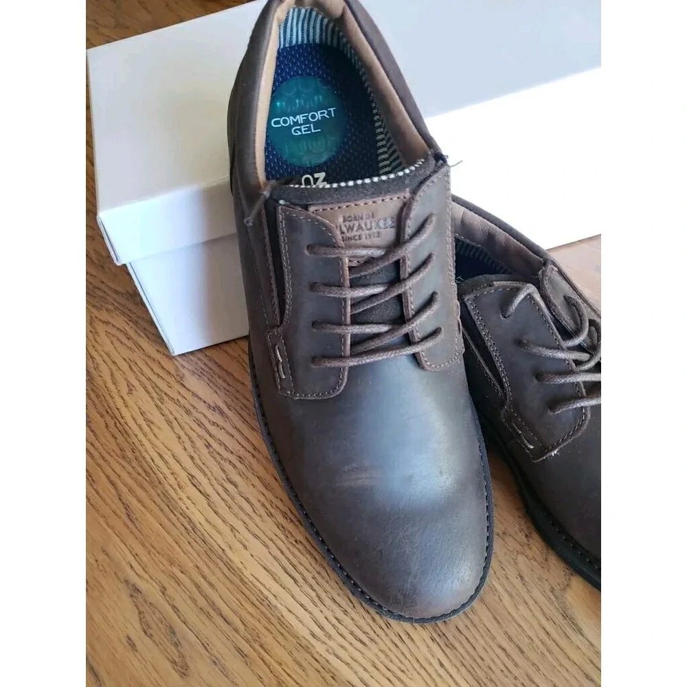 Nunn Bush  Barclay Plain Toe Oxford Brown Leather Gel Insole Shoe Sz 9‎ M NWB
